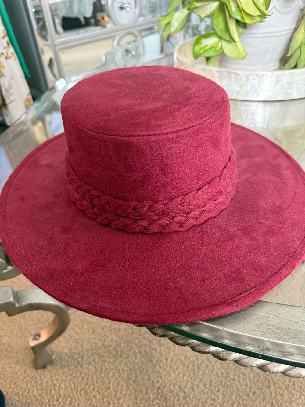 Time & Tru Women’s Burgundy Boater Hat